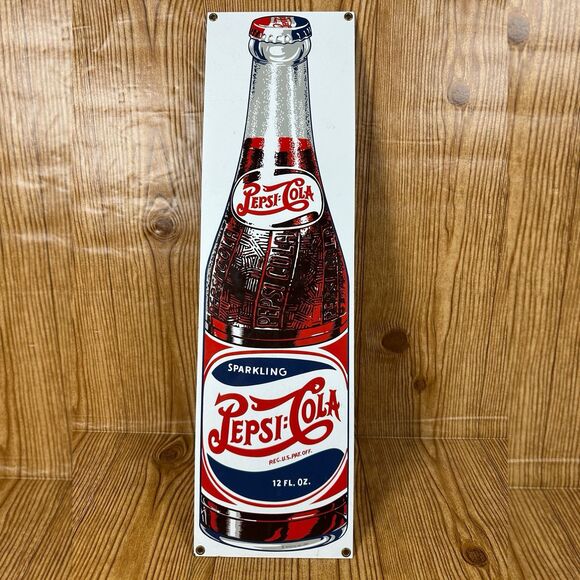 Vintage Pepsi Cola Ande Rooney Porcelain Enamel Hanging Sign 21”x6” 1992 - Picture 1 of 10